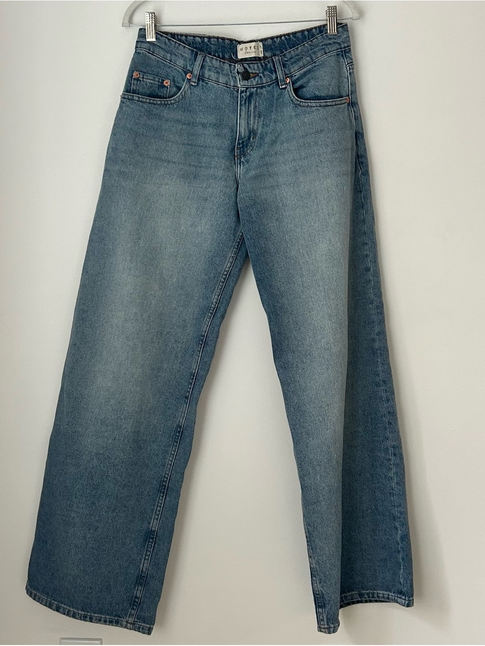 Motel Rocks Low Rise Wide Leg Parallel Jeans - Medium Wash, Size 28 - Picture 3 of 9